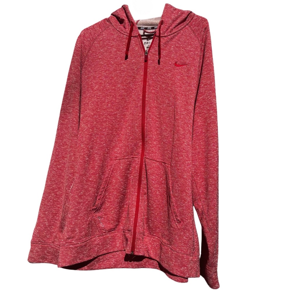 Nike‎ Dri-FIT Full Zip Hoodie Red Athletic Sweatshirt Swoosh Logo Size 3X